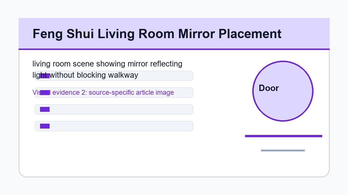 living room scene showing mirror reflecting light without blocking walkway