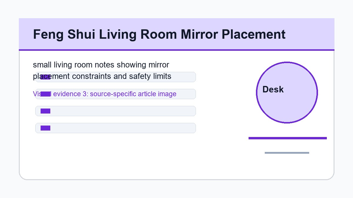 small living room notes showing mirror placement constraints and safety limits
