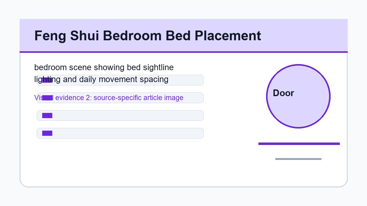 bedroom scene showing bed sightline lighting and daily movement spacing