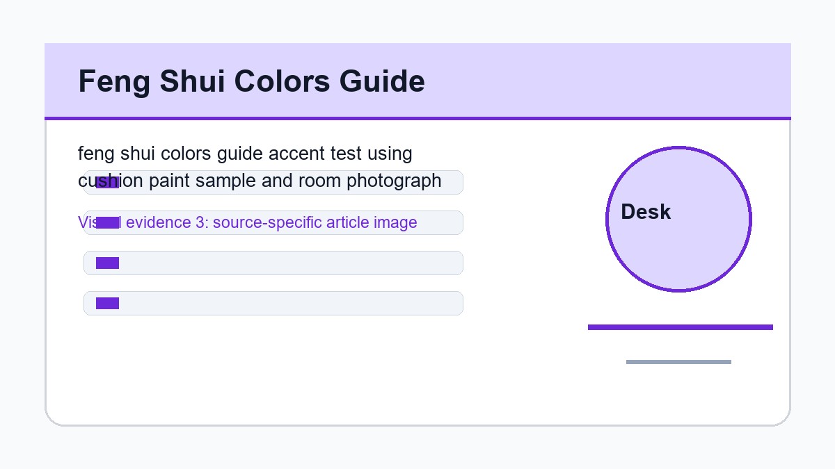 feng shui colors guide accent test using cushion paint sample and room photograph