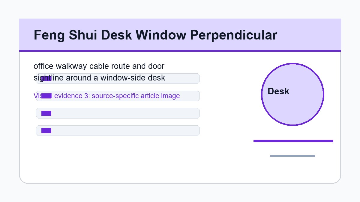 office walkway cable route and door sightline around a window-side desk