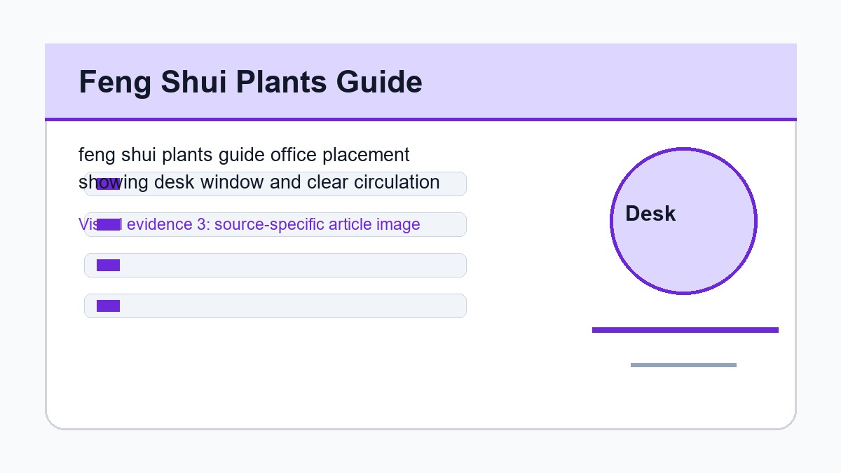 feng shui plants guide office placement showing desk window and clear circulation