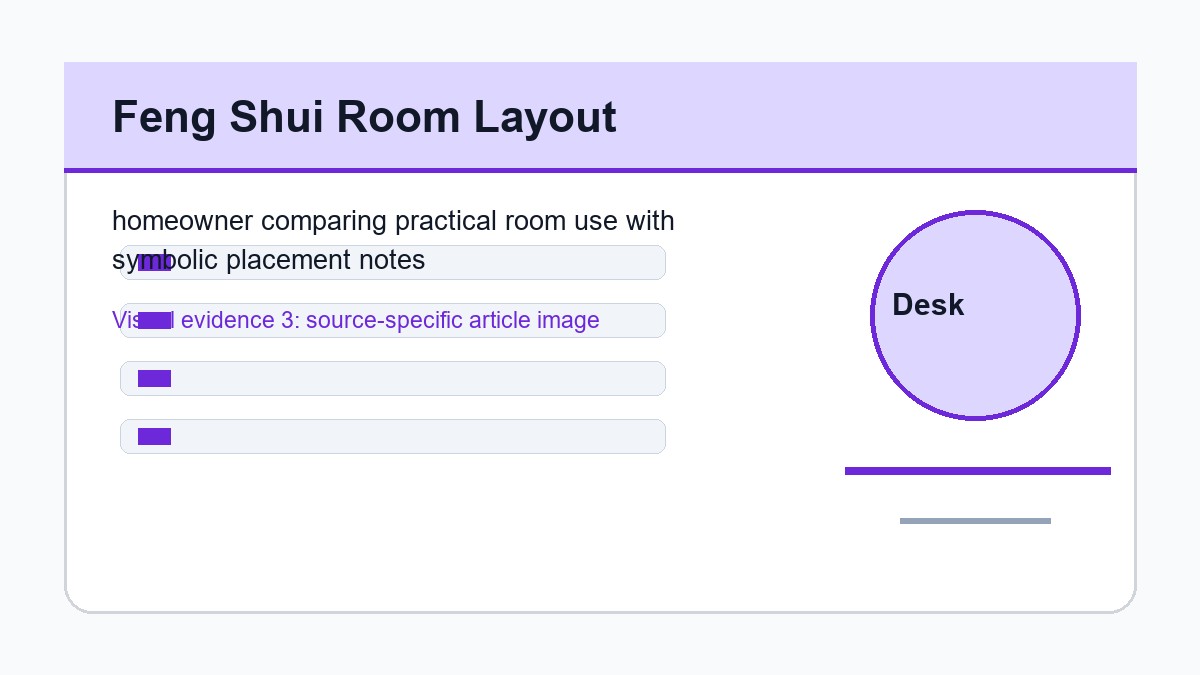 homeowner comparing practical room use with symbolic placement notes
